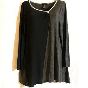 Women's Susan Lawrence Black & Gray Long Sleeve Knit Dress Size XL